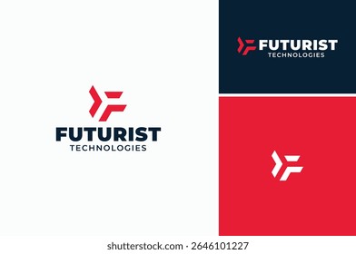 Abstract Initial Letter F Modern Simple Minimalist using negative space of box shape Logo design