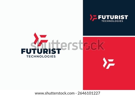 Abstract Initial Letter F Modern Simple Minimalist using negative space of box shape Logo design