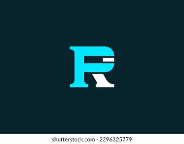 Abstract Initial Letter F and R Logo. Geometric Shapes FR RF Letter Isolated on Dark Background. Suitable For Business and Branding Logos. Flat Design Vector Template Elements