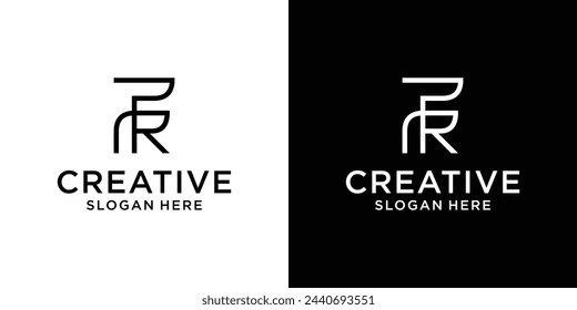Abstract Initial letter F R with line style logo design vector