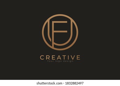 Abstract initial letter F and U logo,usable for branding and business logos, Flat Logo Design Template, vector illustration