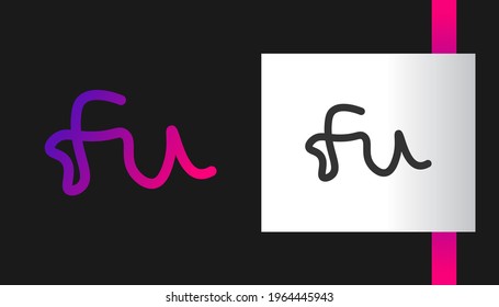 Resumen de la letra inicial F y el logotipo U en gradiente colorido en estilo de línea. Usable para Logos de Negocios y Tecnología