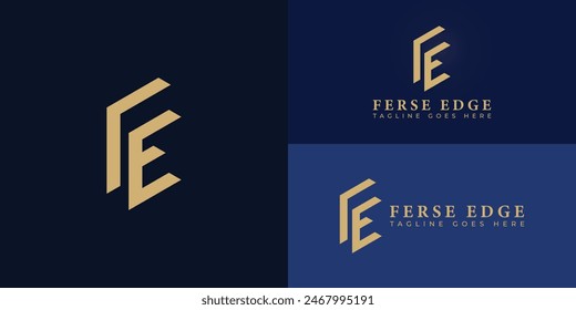 Abstract initial letter FE or EF logo in luxury gold color isolated on multiple background colors. The logo is suitable for business and consulting company logo design inspiration templates.