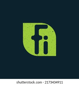 Abstract Initial Letter FI Logo In Green Color Isolated In Dark Blue Background Applied For Financial Technology Logo Also Suitable For The Brands Or Companies That Have Initial Name IF