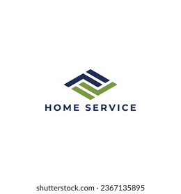 Abstract initial letter FJ or JF logo design vector symbol graphic idea creative in green blue color isolated on a white background. Abstract letter FJ logo applied for home service logo design