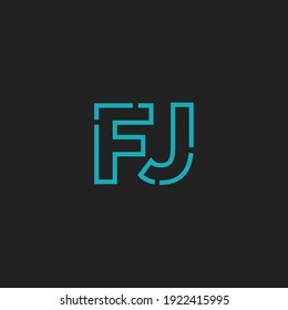 Abstract Initial Letter FJ Logo. Line Style isolated. Usable for Business and Technology Logos. Flat Vector Logo Design Template Element.