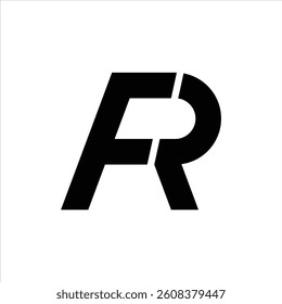 Abstract initial letter FR or RF logo in black color in white background