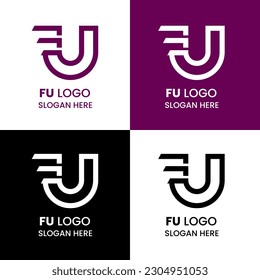 Abstract Initial Letter FU Logo. Colorful Geometric Shapes Linked Letters isolated on Background. Usable for Business and Branding Logos. Flat Vector Logo Design Template Element.