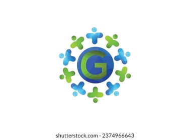 Abstract Initial Letter G Connecting People Logo.