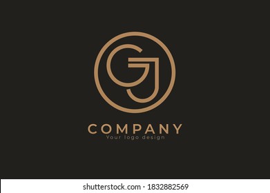 Abstract initial letter G and J logo,usable for branding and business logos, Flat Logo Design Template, vector illustration