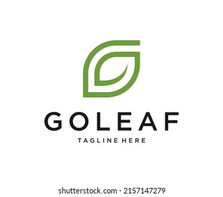 Abstract Initial Letter G and leaf Logo design template