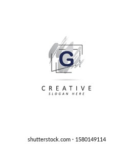 Abstract initial letter g logo with brush stroke element  Dirty artistic design element  vector symbol template