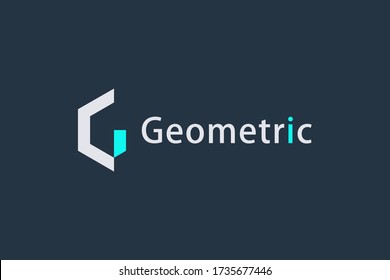 Resumen Logo De La Letra Inicial G. Estilo geométrico lineal azul y blanco aislado en un fondo azul oscuro. Usable para Logos de Negocios, Tecnología y Construcción. Elemento de plantilla de diseño de logotipo de vectores planos.
