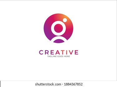 Abstract initial letter G Logo, Gradient circle with letter G inside, usable for business and company logos, flat design logo template, vector illustration