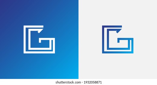 Resumen Logotipo de letra inicial G con concepto sencillo y minimalista en degradado azul para logotipos empresariales o tecnológicos