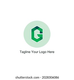 Abstract Initial Letter G Logo. Green Linear Leaf Symbol isolated on green Background. Usable for Branding and Nature Logos. Flat Vector Logo Design Template Element