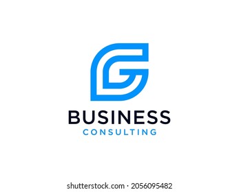 Resumen Logo De La Letra Inicial G. Forma geométrica azul brillante estilo originami aislado en fondo blanco. Usable para logotipos de empresas y marcas. Elemento de plantilla de diseño de logotipo de vectores planos.