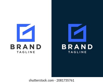 Resumen Logo De La Letra Inicial G. Forma de flecha geométrica azul aislada en fondo doble. Usable para logotipos de empresas y marcas. Elemento de plantilla de diseño de logotipo de vectores planos