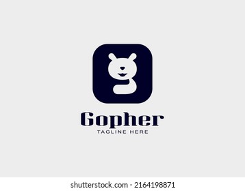 Abstract Initial Letter G logo. Geometric Letter G Shape Gopher Icon. Flat Vector Design Template Element