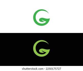 Resumen Diseño De Logotipo Letra Inicial G Con Símbolo De Hoja Verde Elemento De Plantilla Vector Plano.