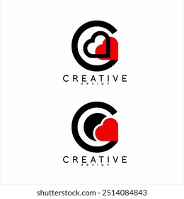 Abstract initial letter G logo design with heart symbol illustration.