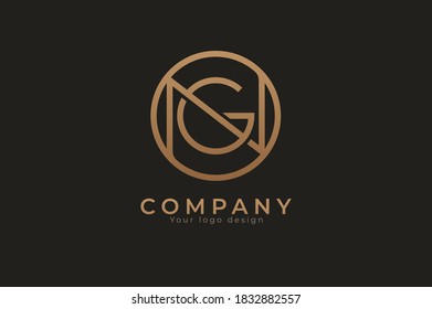 Abstract initial letter G and N logo,usable for branding and business logos, Flat Logo Design Template, vector illustration