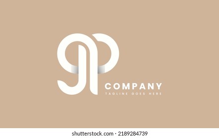 Abstract Initial Letter G and P Linked Logo. Green Linear Leaf Symbol isolated on Double Background. Usable for Branding and Nature Logos. Flat Vector Logo Design Template Element.
