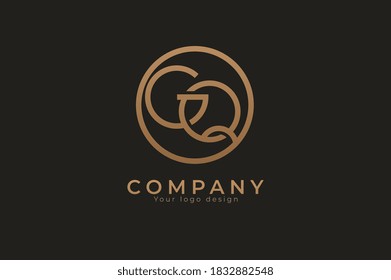 Abstract initial letter G and Q logo,usable for branding and business logos, Flat Logo Design Template, vector illustration