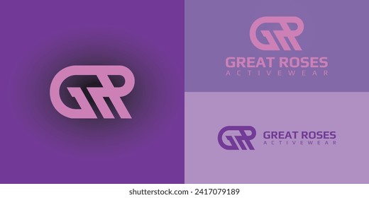 abstract initial letter G and R logo in pink color isolated in purple backgrounds applied for activewear brand logo design also suitable for the brands or companies that have initial name GR or RG