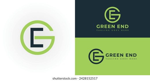 Abstract initial letter GE or EG logo in green color isolated in white background applied for business and consulting company logo also suitable for the brands or companies have initial name GE or EG.