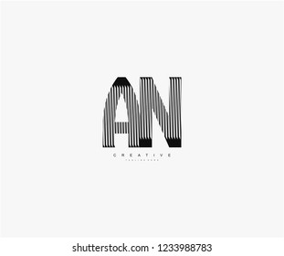 abstract initial AN letter geometric zebra stripes lines logotype