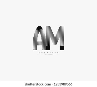 abstract initial AM letter geometric zebra stripes lines logotype