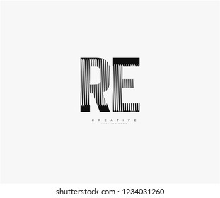 abstract initial RE letter geometric zebra stripes lines logotype