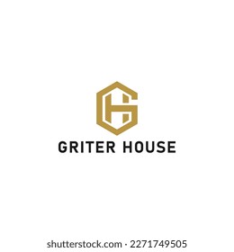 Abstract initial letter GH or HG logo in gold color isolated in white background applied for business and consulting logo also suitable for the brands or companies have initial name HG or GH.