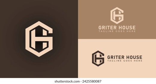 Abstract initial letter GH or HG logo in soft gold color isolated in multiple brown backgrounds applied for construction company logo also suitable for the brand or company have initial name HG or GH