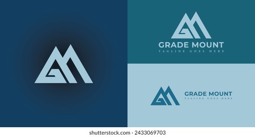 Letra inicial abstracta GM o MG logo en color azul suave aislado en fondos azules aplicado para el logotipo del mercado de equipos al aire libre y deportivos también adecuado para las marcas o empresas tienen la misma inicial