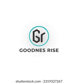 Abstract initial letter GR or RG logo in blue color isolated in white background. RG GR initial company circle G logo blue color. Blue circle letter GR for medical business logo design inspiration.