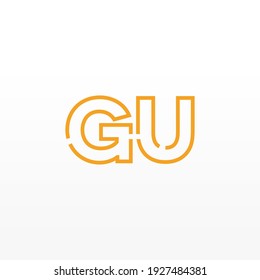 Abstract Initial Letter GU Logo. Line Style isolated. Usable for Business and Technology Logos. Flat Vector Logo Design Template Element.