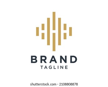 Abstract Initial Letter H House Logo. Gold Geometric Shape isolated on White Background. Usable for Construction Architecture Building Logo Design Template Element.