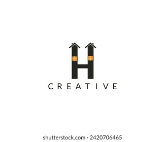 Abstract Initial Letter H House Logo.