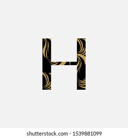 Abstract Initial Letter  H logo icon design concept with black and gold color.