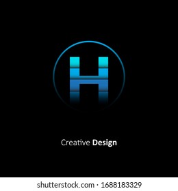 Abstract Initial Letter H Logo With Circle. Design Vector Illustration Paper Cut Template. Origami Logo Concept