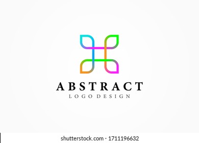 Abstract Initial Letter H Logo. Colorful Linear Leaves Linked Style. Usable for Business, Healthcare, Nature and Beauty Logos. Flat Vector Logo Design Template Element.