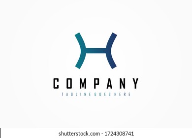 Abstract Initial Letter H Logo. Blue Green Geometric Line Style. Usable for Business and Technology Logos. Flat Vector Logo Design Template Element.