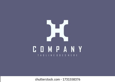Abstract Initial Letter H Logo. White Square Geometric Linked Style isolated on Blue Background. Usable for Business and Technology Logos. Flat Vector Logo Design Template Element.