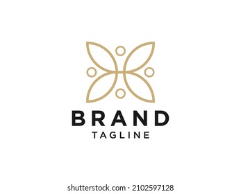 Abstract Initial Letter H Logo. Gold Linear Leaves Linked Style. Usable for Business, Healthcare, Nature and Beauty Logos. Flat Vector Logo Design Template Element.