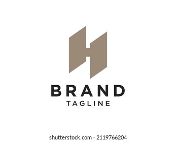 Resumen del logotipo de la letra inicial H. Estilo de línea geométrica de oro aislado en fondo blanco. Usable para logotipos de empresas y marcas. Elemento de plantilla de diseño de logotipo de vectores planos.