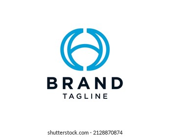 Abstraktes Logo für den Anfangsbuchstaben H. Blauer geometrischer Hexagonallinienstil einzeln auf weißem Hintergrund. Für Unternehmens- und Branding-Logos geeignet. Flaches Vectorlogo-Design-Vorlagenelement.