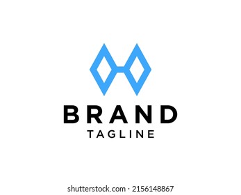 Abstract Initial Letter H Logo. Blue Shape Linear Style Linked with Blue line Symbol. Usable for Business, Healthcare, Nature and Farm Logos. Flat Vector Logo Design Template Element.
