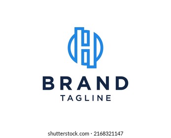 Resumen del logotipo de la letra inicial H. Estilo de Origami geométrico azul aislado en fondo blanco. Usable para Logos de Negocios, Tecnología y Construcción. Elemento de plantilla de diseño de logotipo de vectores planos.